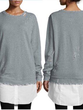 RtA Denim Scarlet Overcast Distressed Pullover Tunic XS